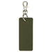 Resi Plus Rectangle Keychain - A rectangular keychain in olive green with a silver clip and ring for attaching to keys or bags.