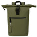 Resi Plus Rectangle Keychain - An olive green roll-top backpack with a front zip pocket and a detachable tag. It features a sturdy black clip closure.