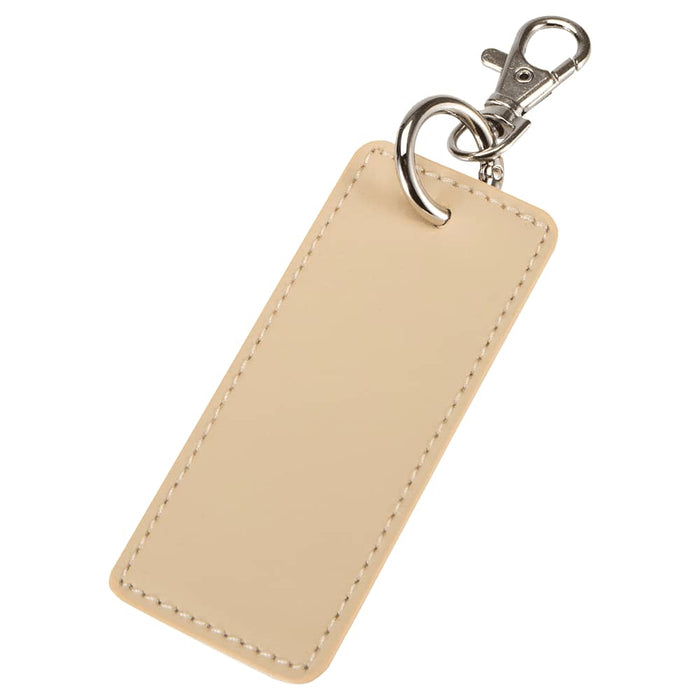 Resi Plus Rectangle Keychain - A rectangular keychain in a beige colour with a shiny silver clasp and stitching detailing.