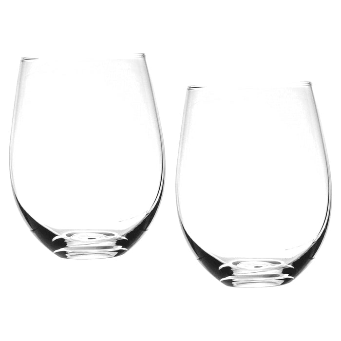 Single Stemless Wine Glass 450ml - Two clear glass stemless wine glasses, each with a modern design and a capacity of 450ml.