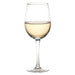 Single Wine Glass 430ml - A wine glass with a clear design, holding white wine, featuring a slight curve at the top and a slender stem.