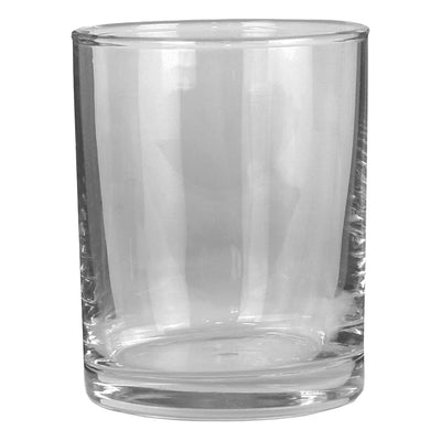 Rocks Glass - A clear glass rocks glass with a smooth design and a thick base, featuring a subtle logo.