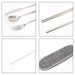 Stainless Steel Flatware Set 7pcs - A stainless steel flatware set featuring a knife, spoon, fork, chopsticks, and a cleaning brush in a grey case.