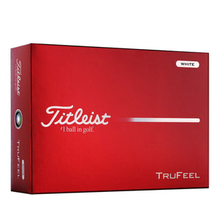 Titleist TruFeel Golf Balls - 2026 Model - 3 Ball Boxes - A red box containing Titleist TruFeel golf balls, featuring a logo and labelled as white.