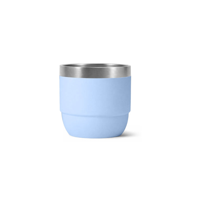 Stackable Stainless Steel Tumbler - A drink bottle in light blue with a stainless steel rim and a smooth, curved design. It features a logo.