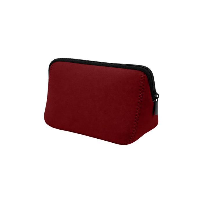 Neoprene Cosmetic Bag - A red neoprene cosmetic bag with a black zipper, featuring a simple, sleek design.