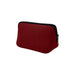 Neoprene Cosmetic Bag - A red neoprene cosmetic bag with a black zipper, featuring a simple, sleek design.