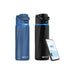 WaterH Boost Smart Bottle 24oz (710ml) - A drink bottle available in blue and black, featuring a logo and a digital display on top for smart features.