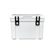 25L Cooler Box - A white cooler box with black latches, featuring a sturdy design and a secure lid. It has a simple, functional style.