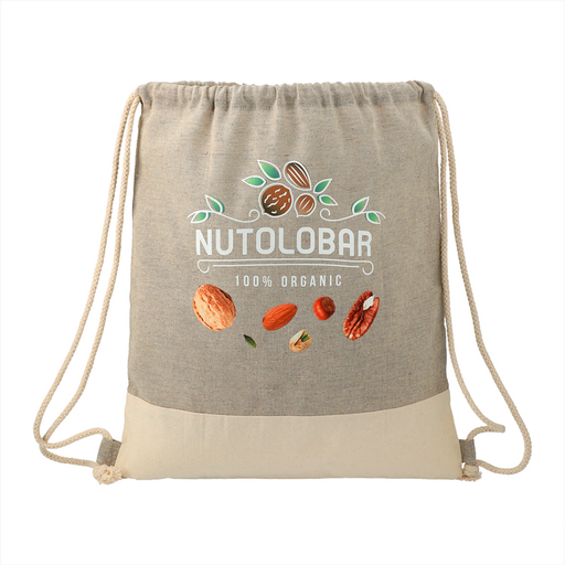 Split Recycled Cotton Drawstring Bag - Custom Promotional Product