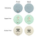 Round Folding Pocket Mirror - A round folding pocket mirror featuring a light blue front, a mint green back, and a cream-coloured option with various prints.