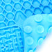 3-Section Dog Enrichment Lick Mat - A blue, three-section silicone lick mat with varied textured patterns including honeycomb, bones, and rounded dots.