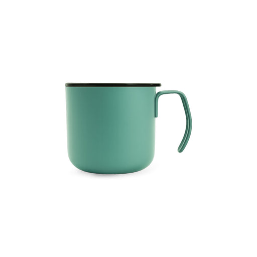 350ML Camping Stainless Steel Insulated Mug - A camping mug in teal, featuring a handle and insulated design, with a black rim and branding on the side.