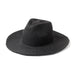 Airlie Paper Straw Hat - A black straw hat with a wide brim and a slightly tapered crown, featuring a textured finish.