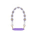 Woven Flower Tumbler Strap - A drink bottle strap featuring a woven purple and white floral design with yellow accents and gold clips.