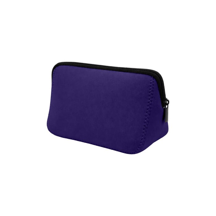 Neoprene Cosmetic Bag - A purple neoprene cosmetic bag with a black zipper and stitching. It features a simple, smooth design.