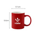 Laser Engraving Ceramic Mug - A red ceramic mug with a white logo featuring a fork and spoon, measuring 8.1cm in diameter and 9.6cm in height.