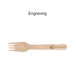 Pack of 100 Per Pack Disposable Wooden Cutlery - (Forks /Spoons/Knives/2 in 1 Spoon and fork)-(Big) - A wooden fork with a smooth finish, featuring a logo engraving. The fork is light in colour and disposable.