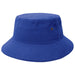 Sandwich Brim Bucket Hat - A blue Sandwich Brim Bucket Hat featuring a wide brim and a logo. Ideal for casual wear.