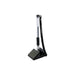 Counter Fixed Signature Pen A - A black counter fixed signature pen with a clear barrel and coiled cord, resting on a triangular base.