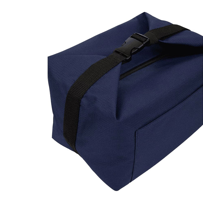 Caribou Drift Recycled 9 Can Lunch Cooler - A navy cooler bag with a black strap and zip closure, featuring a side pocket and a simple logo.