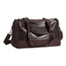 Carry-on Duffle Bag - A brown duffle bag with handles and a shoulder strap, featuring a logo and a sleek design.