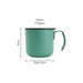 350ML Camping Stainless Steel Insulated Mug - A green stainless steel insulated mug with a black lid, measuring 9cm in height and 8.5cm in diameter.