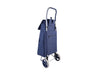 Sachi 'Swift' Shopping Trolley - A navy shopping trolley with a metal frame, featuring pockets and large wheels for easy manoeuvrability.