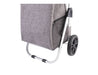 Sachi 'Urban' Aluminium Shopping Trolley - A grey aluminium shopping trolley with a textured fabric exterior and large rear wheels. Features a mesh pocket.