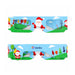 Paper Diffraction Glasses - Promotional paper diffraction glasses with a festive design featuring Santa, snowmen, and colourful trees.
