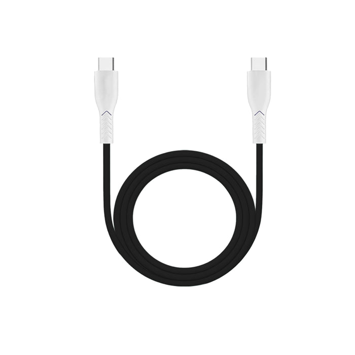 100W Fast Charging Cable - A black 100W fast charging cable with white connectors at both ends and a textured grip. Features a logo on one end.
