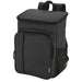 Tundra GRS RPET Picnic Cooler Backpack w/ Cutlery Set 20L - A black picnic cooler backpack with a front pocket and mesh side pockets, featuring a logo.