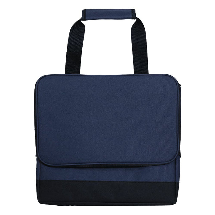 Chill Out 2.0 36 Can Cooler - 20L - A navy blue cooler bag with a flap closure and a sturdy handle. It features a black base and has a logo.