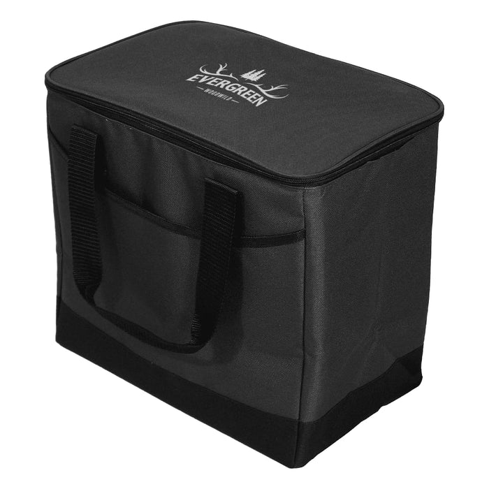 Chill Out 2.0 36 Can Cooler - 20L - A grey cooler bag with a zippered top, sturdy handles, and a front pocket. It features a logo on the lid.