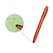 NFC Touchscreen Ballpoint Pen - An orange ballpoint pen with a sleek design and a clip, displaying writing on a green notepad.