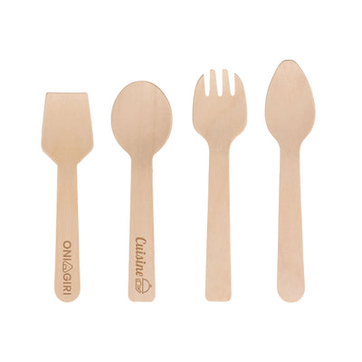 Pack of 100 Per Pack Disposable Birch Spoons/Forks (Small)