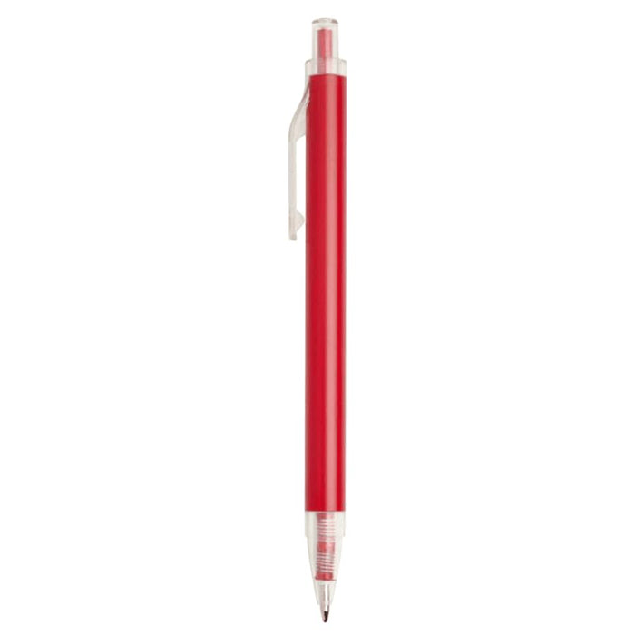 Spectrum Recycled Aluminium Ballpoint Pen - A red aluminium ballpoint pen with a transparent grip and clip, featuring a logo.