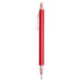 Spectrum Recycled Aluminium Ballpoint Pen - A red aluminium ballpoint pen with a transparent grip and clip, featuring a logo.