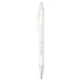 Spectrum Recycled Aluminium Ballpoint Pen - A recycled aluminium ballpoint pen in white, featuring a clear barrel and a clip. It has a logo on the side.