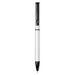 Verton Recycled Aluminium Twist Ballpoint Pen - A black and white twist ballpoint pen made from recycled aluminium, featuring a logo on the barrel.