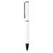 Verton Recycled Aluminium Twist Ballpoint Pen - A white ballpoint pen with a black clip and tip, featuring a branding logo.