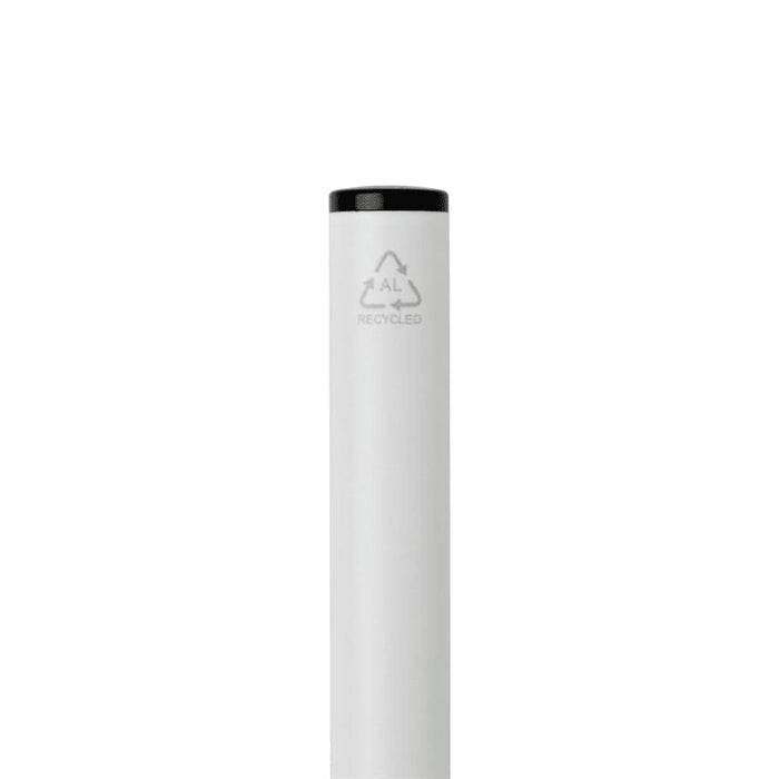 Verton Recycled Aluminium Twist Ballpoint Pen - A white ballpoint pen made from recycled aluminium, featuring a black twist top and a logo.