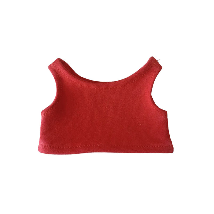 Plush Doll Basic Tank Top - A red basic tank top for a plush doll, featuring a sleeveless design and a simple construction.