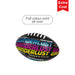 Mini Promotional Aussie Rules Ball - A mini promotional Aussie Rules ball in black with vibrant, full-colour print featuring various text and a logo.