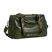 Carry-on Duffle Bag - An olive green carry-on duffle bag with sturdy handles and a shoulder strap. It features a zippered side pocket.