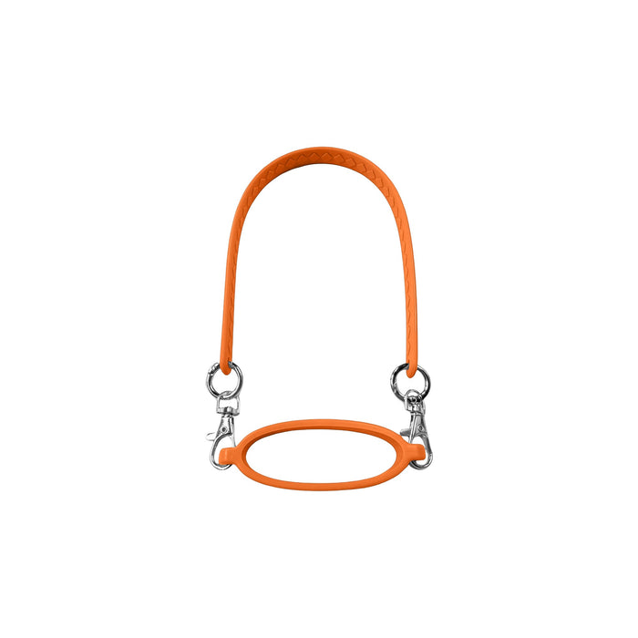 Silicone Cup Carry Strap - An orange silicone cup carry strap featuring metal clips for attachment.