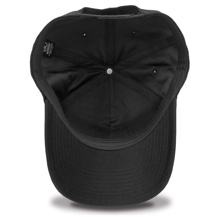 A-Frame Sport - A black cap with a curved brim, featuring an interior view showcasing the lining and stitching details.
