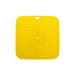 4-Section Dog Enrichment Lick Mat - A yellow, four-section silicone lick mat featuring textured patterns and paw prints, with a hole for hanging.