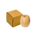 Bamboo Toothbrush Stand - A bamboo toothbrush stand in a natural tone next to a golden box. The stand has a smooth, rounded shape.