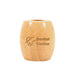 Bamboo Toothbrush Stand - A bamboo toothbrush stand in a light wood colour with a logo on the front.